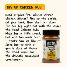Load image into Gallery viewer, AVAILABLE NOW! Under the Hood BBQ Tips Up Chicken Rub
