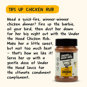 AVAILABLE NOW! Under the Hood BBQ Tips Up Chicken Rub