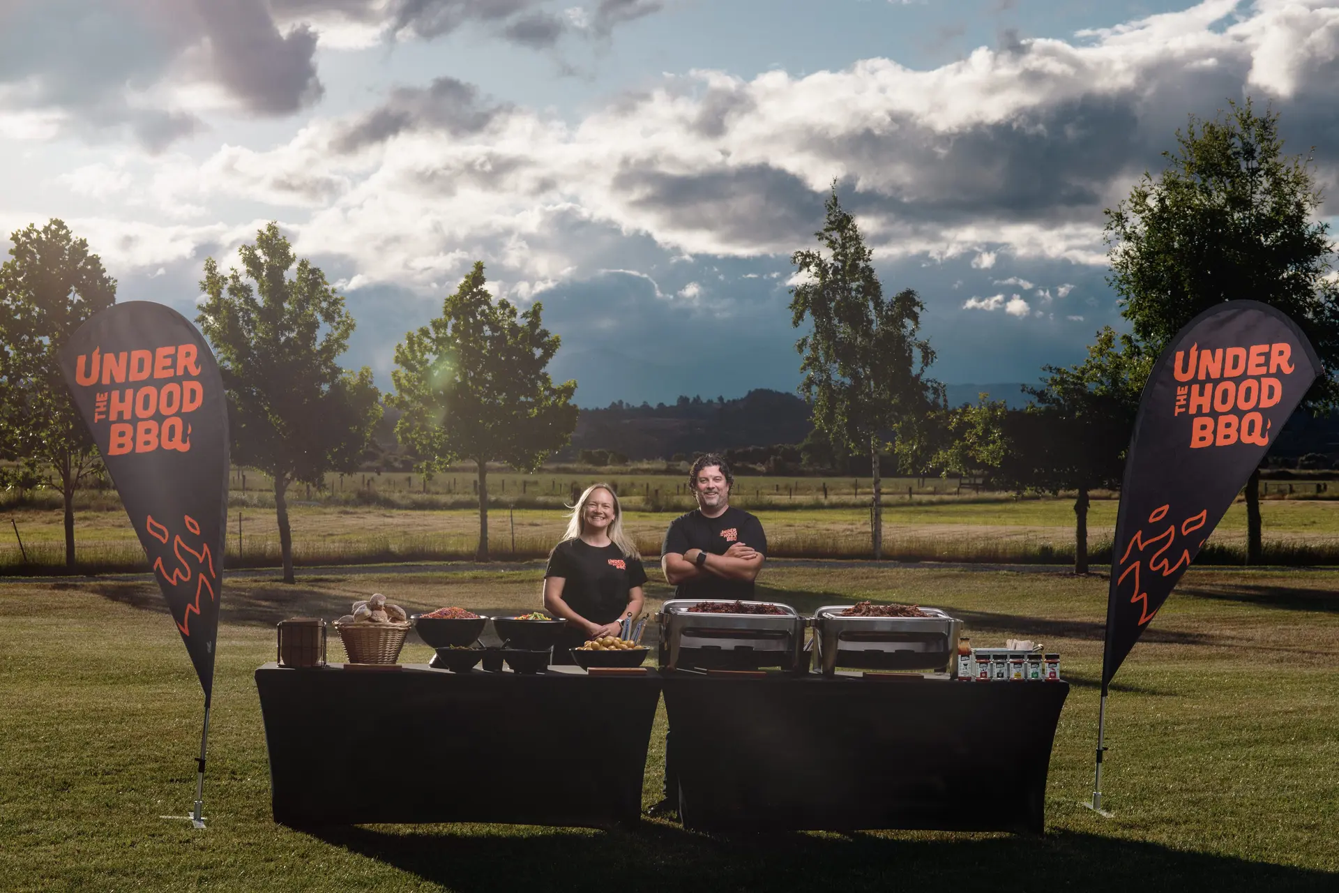 Buffet barbecue catering setup